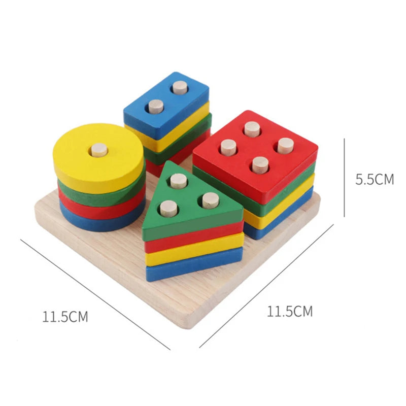 Bloques Montessori de Madera – Juego Educativo de Formas y Colores para Niños
