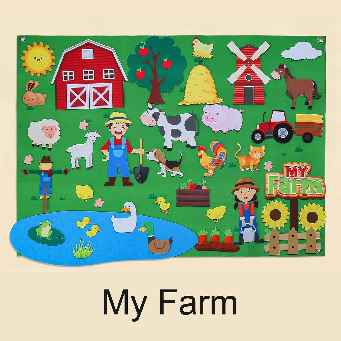 Tablero Montessori Infantil | Animales de Granja | Aprendizaje Temprano