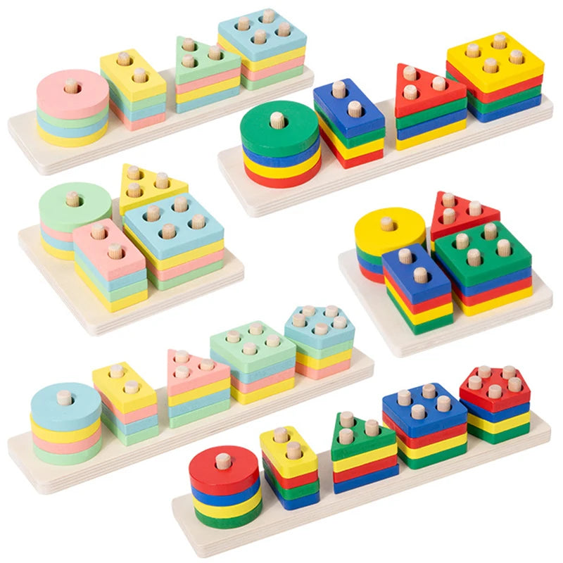 Bloques Montessori de Madera – Juego Educativo de Formas y Colores para Niños