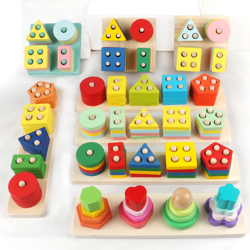 Bloques Montessori de Madera – Juego Educativo de Formas y Colores para Niños