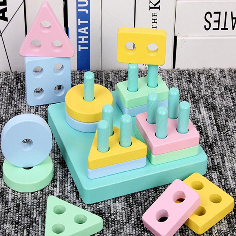 Bloques Montessori de Madera – Juego Educativo de Formas y Colores para Niños