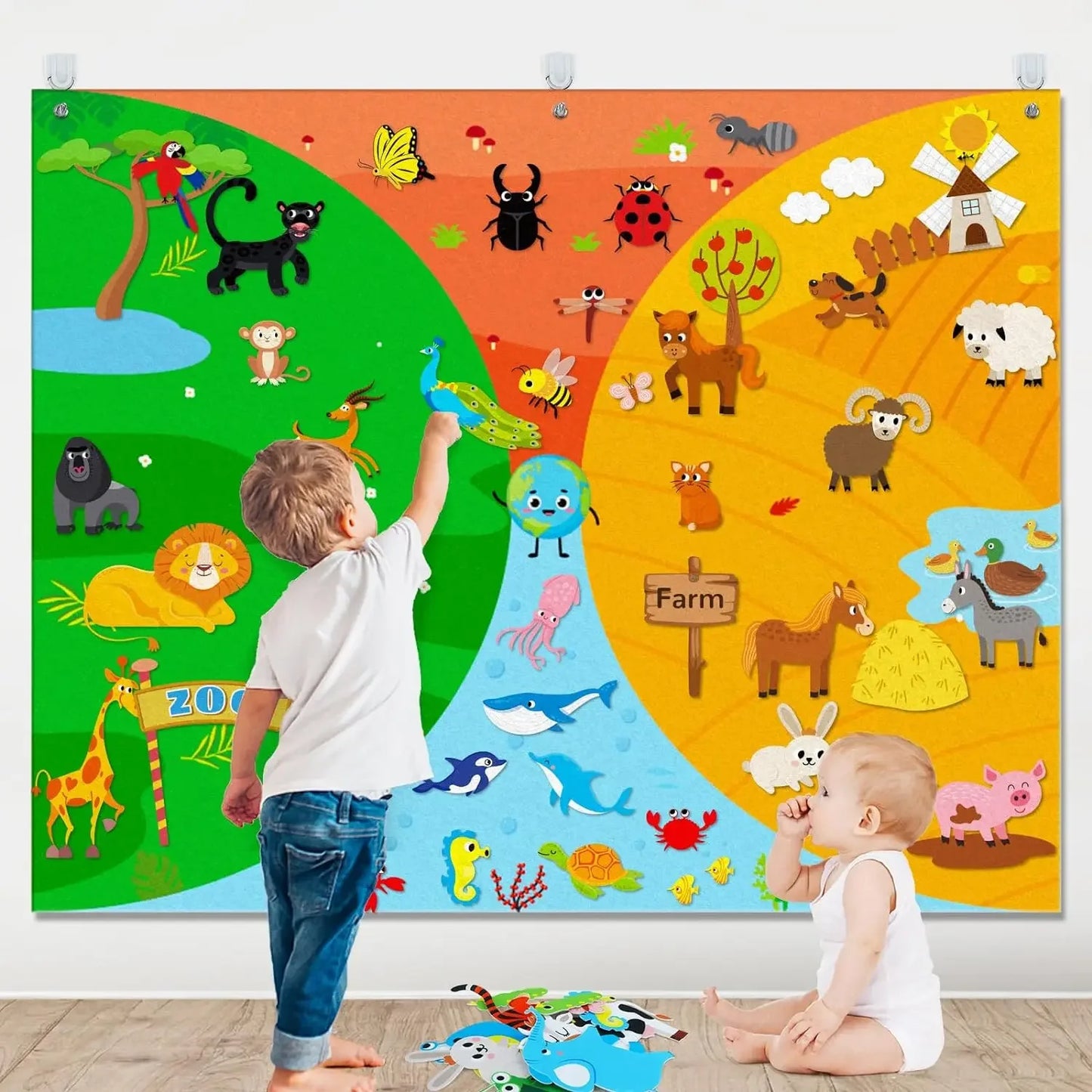 Tablero Montessori Infantil | Animales de Granja | Aprendizaje Temprano