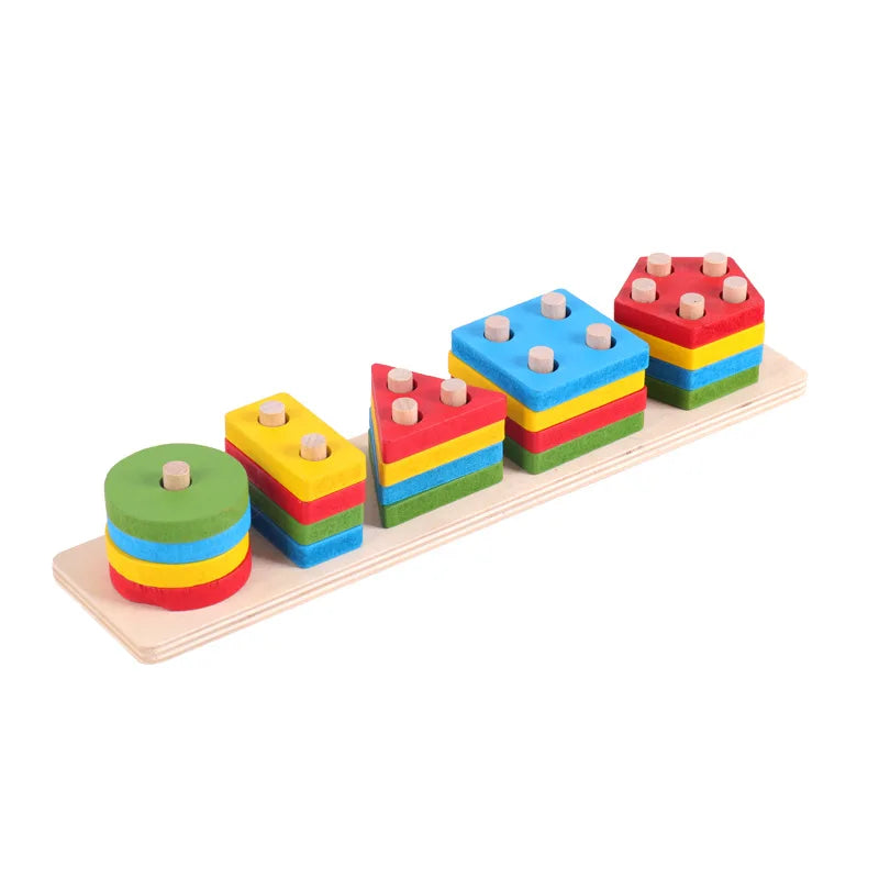 Bloques Montessori de Madera – Juego Educativo de Formas y Colores para Niños