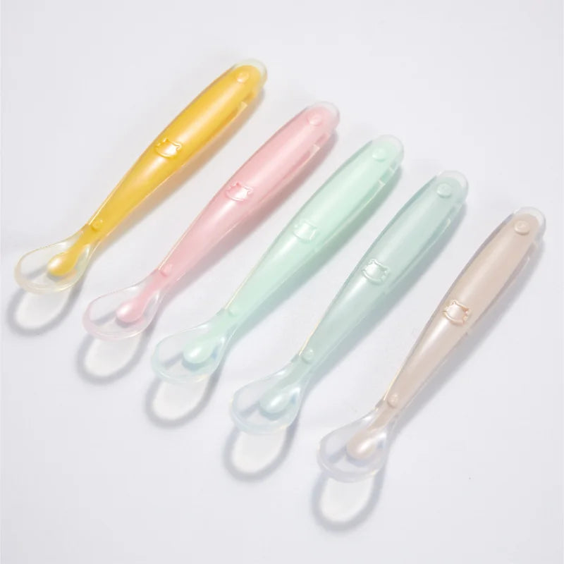 Cuchara Infantil: Cuchara de Silicona Suave para Aprender a Comer