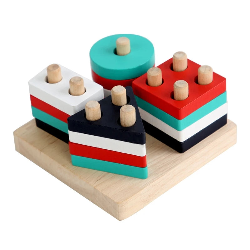 Bloques Montessori de Madera – Juego Educativo de Formas y Colores para Niños