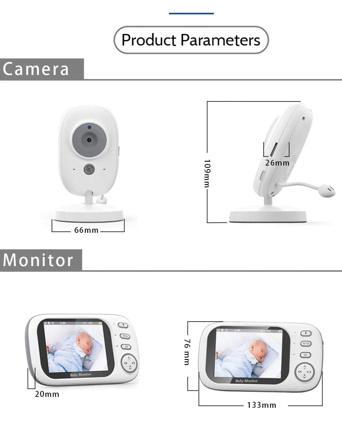 VideoMonitor B&D PRO – Visión Nocturna, Audio Bidireccional y Sensor de Temperatura