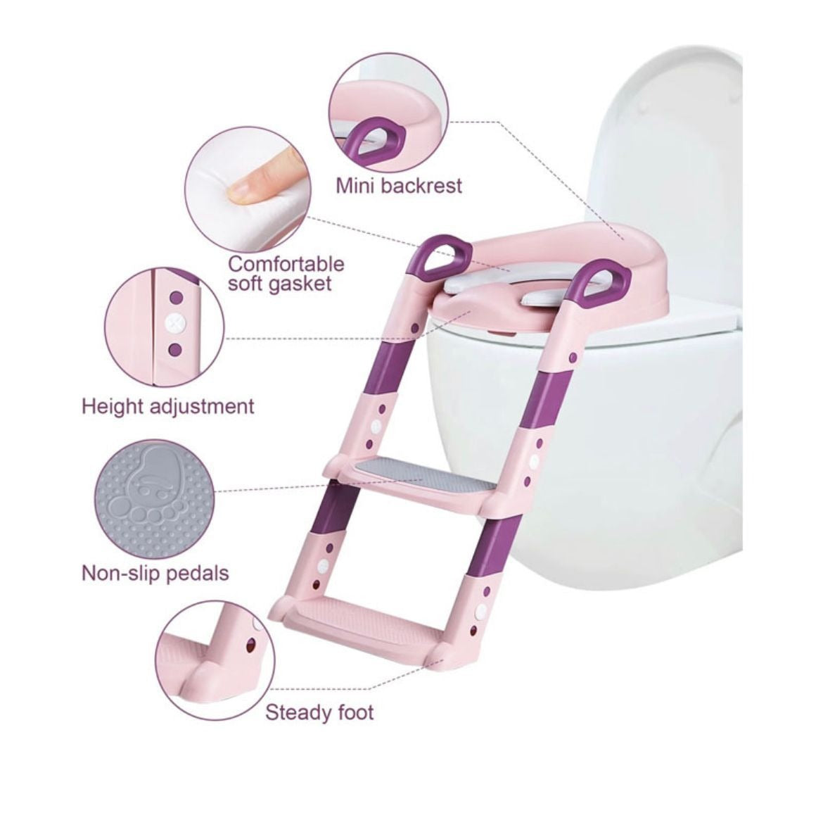 Asiento Escalera Adaptador de Inodoro para Niños