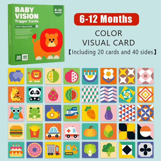 Tarjetas educativas de alto contraste con estimulación visual infantil